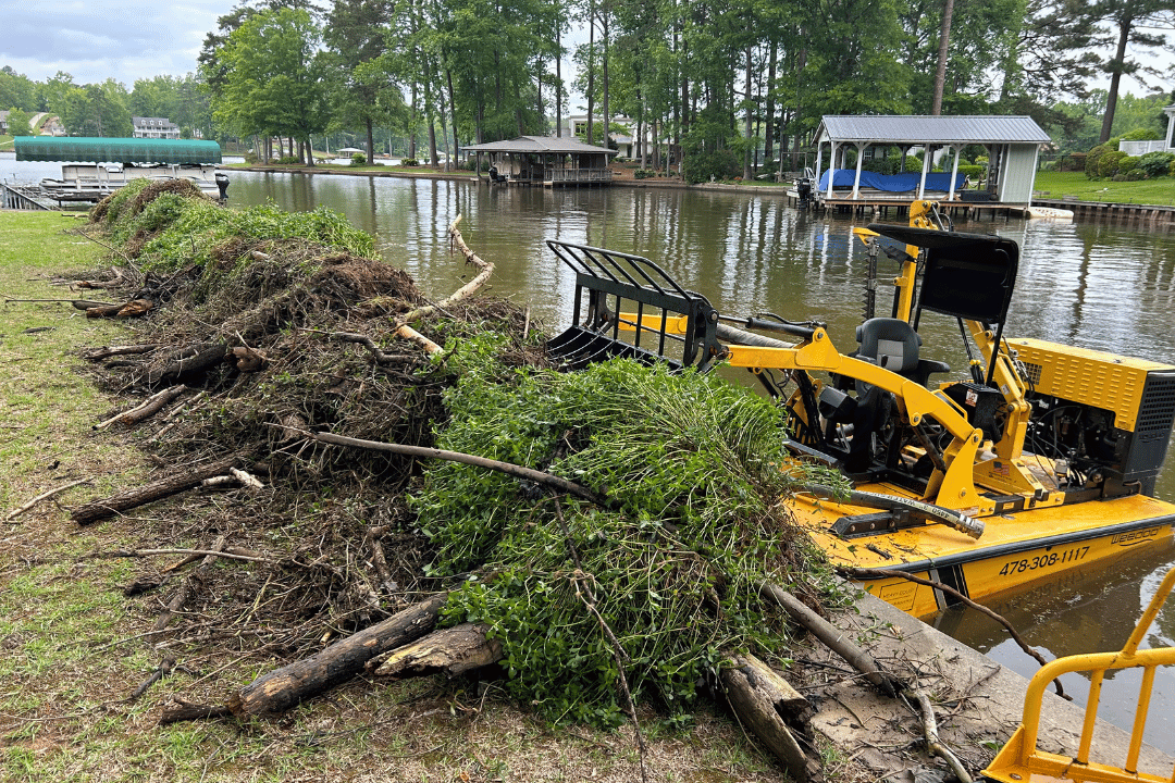 debris and weed removal shoreline boat docks